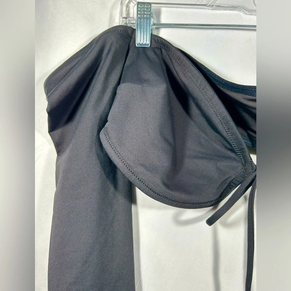 Skims Long Sleeve Off the Shoulder Bikini Top Womens Swimwear Size Large Onyx